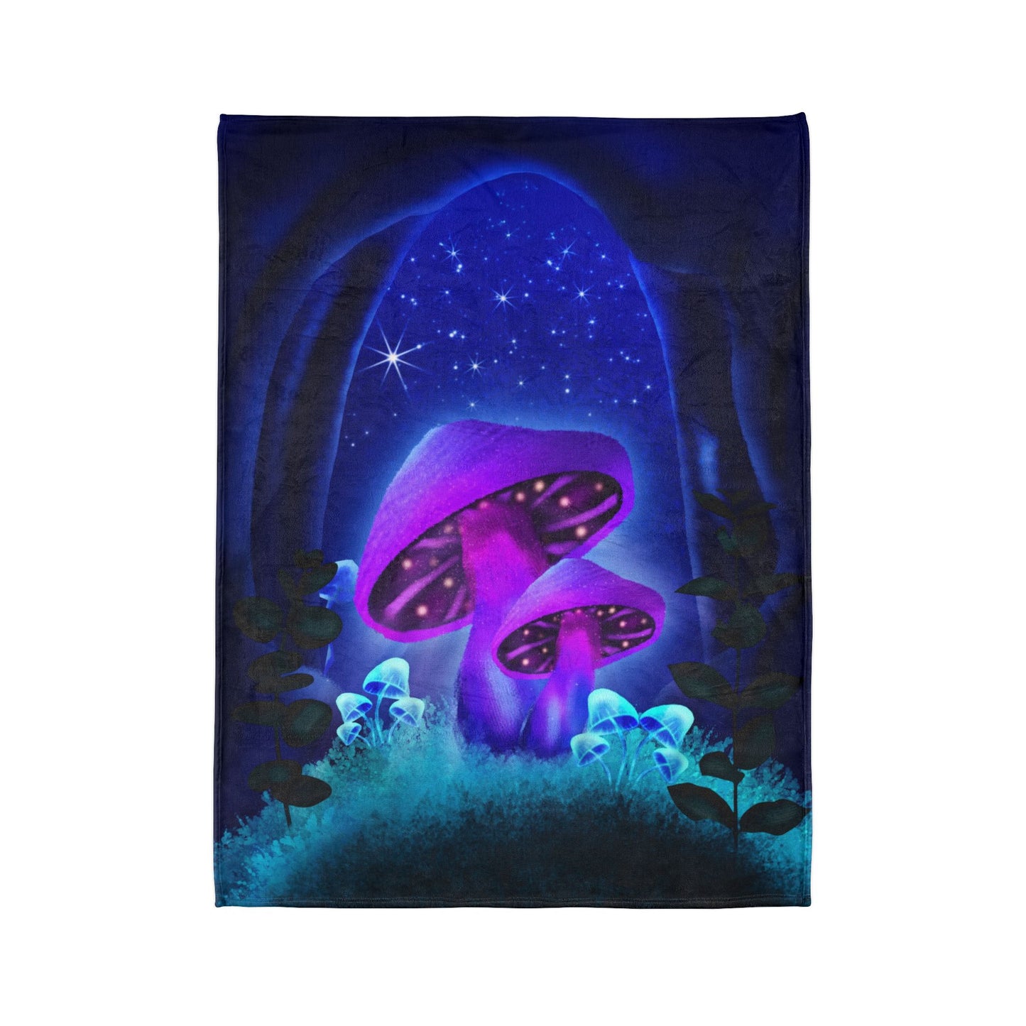 Soft Polyester Blanket - Starlit Mushrooms