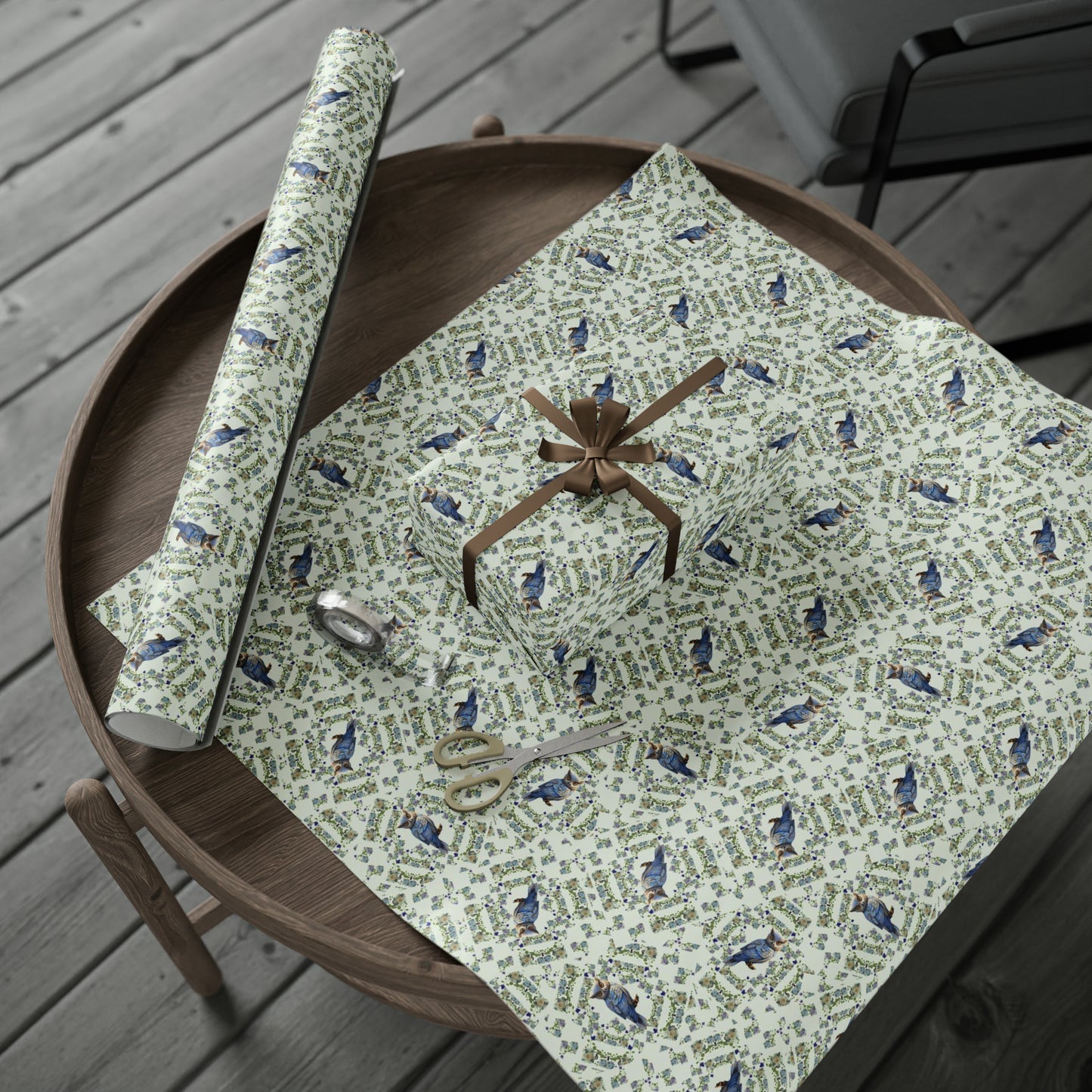 Wisdom & Beauty: Owl Motif Custom Wrapping Paper (Owl08)