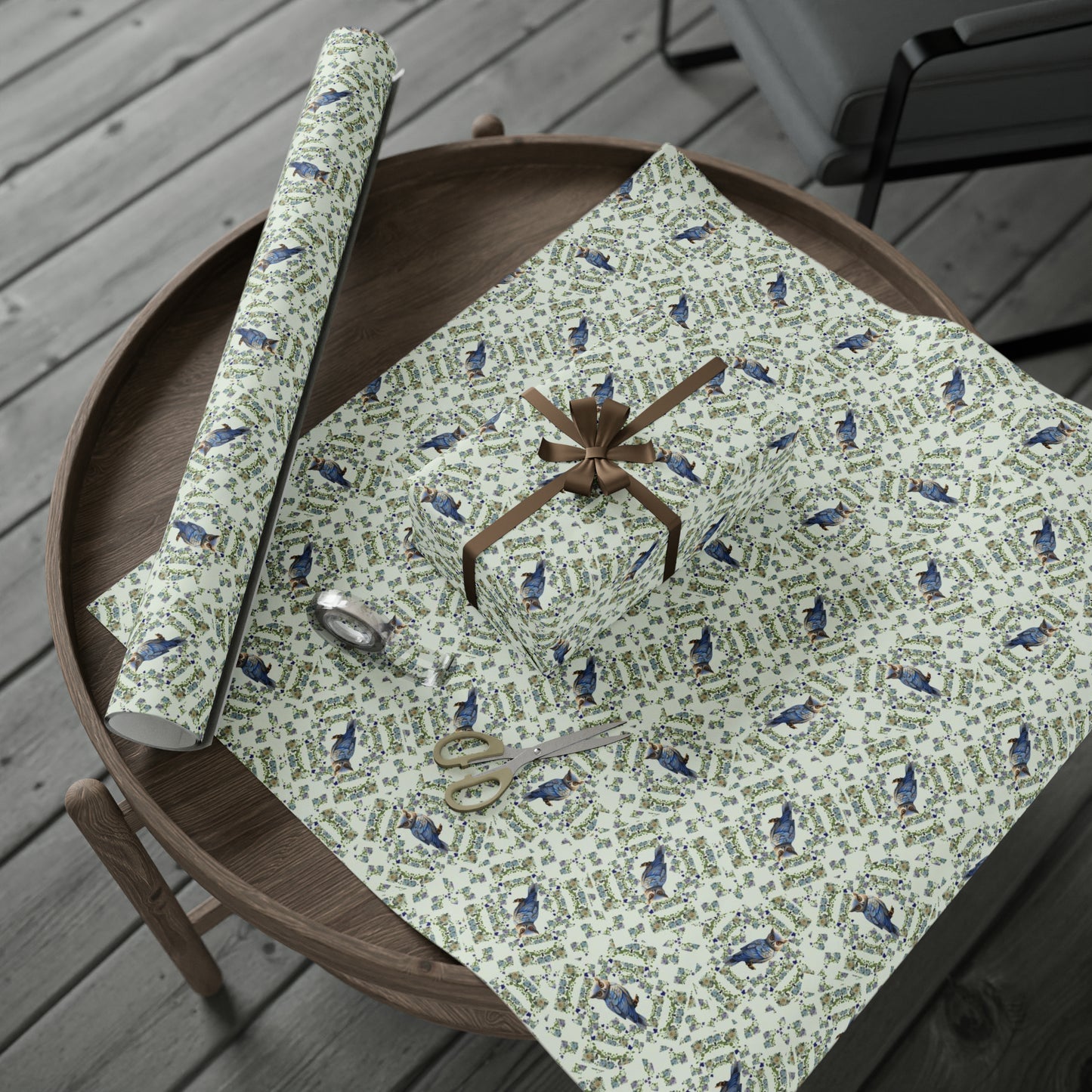 Wisdom & Beauty: Owl Motif Custom Wrapping Paper (Owl08)