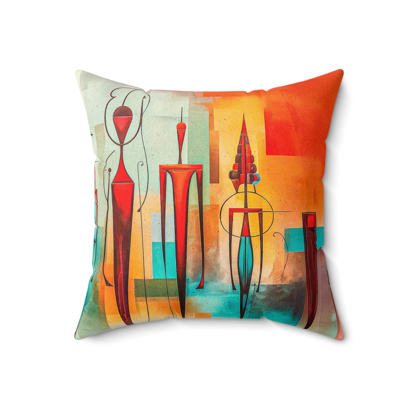 Faux Suede Square Pillow - Futuristic