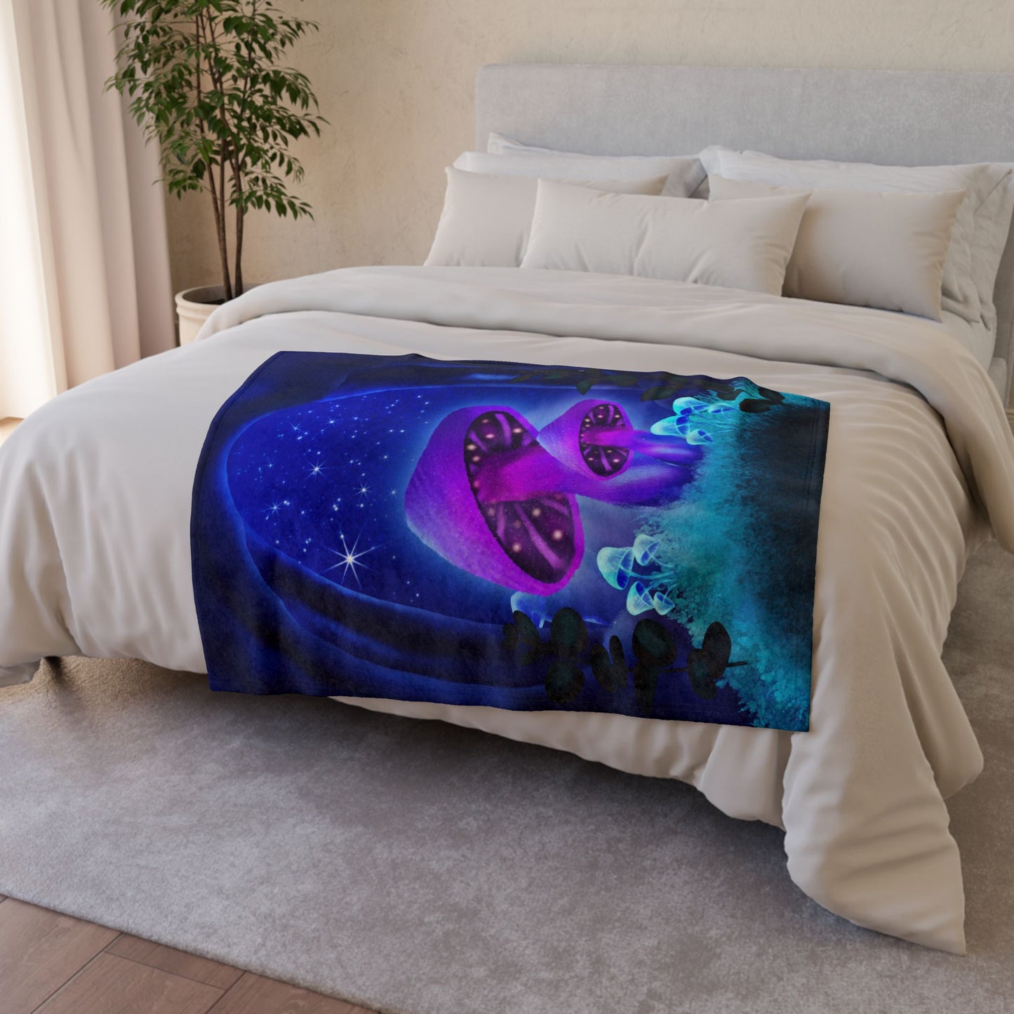 Soft Polyester Blanket - Starlit Mushrooms