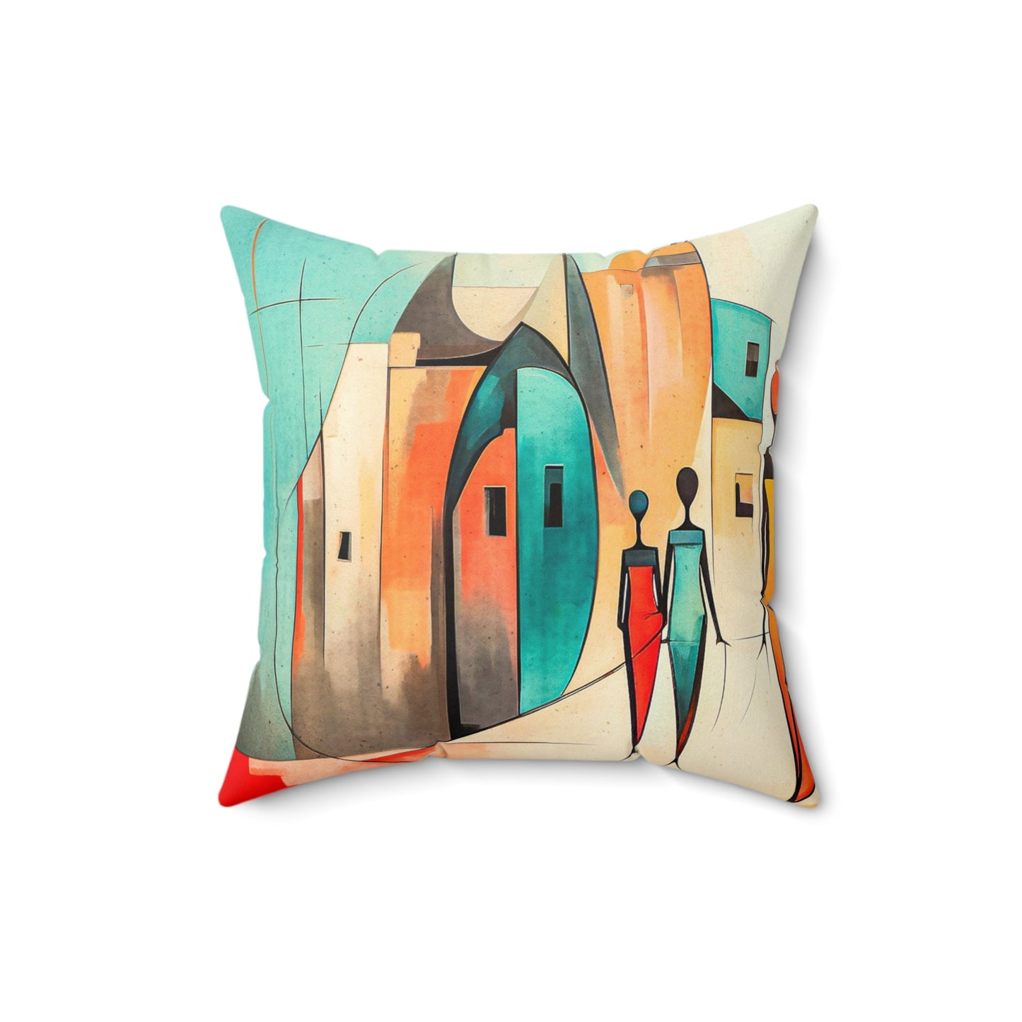 Faux Suede Square Pillow - City Life