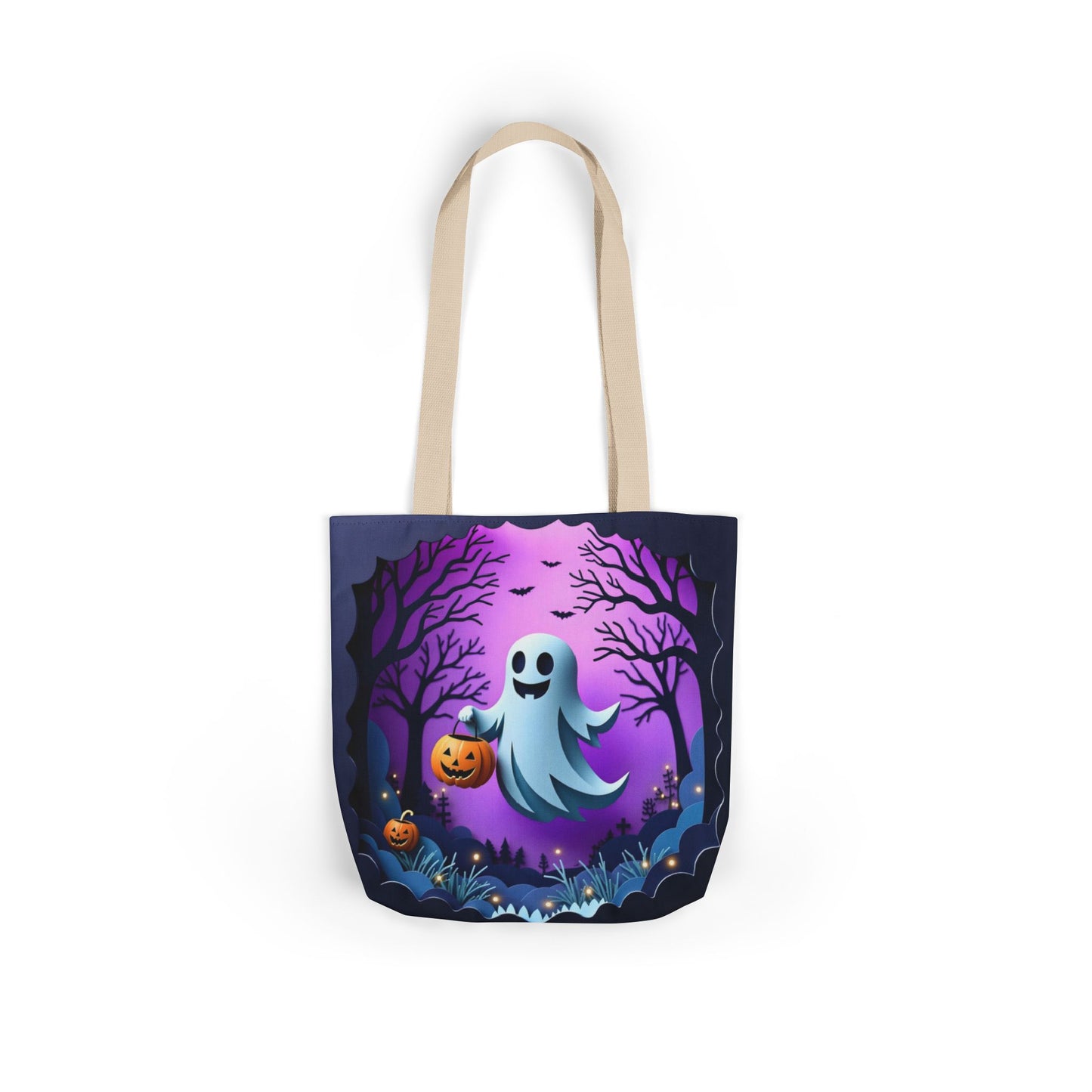 TB09 - Canvas Tote Bag - Pumpkin Ghost
