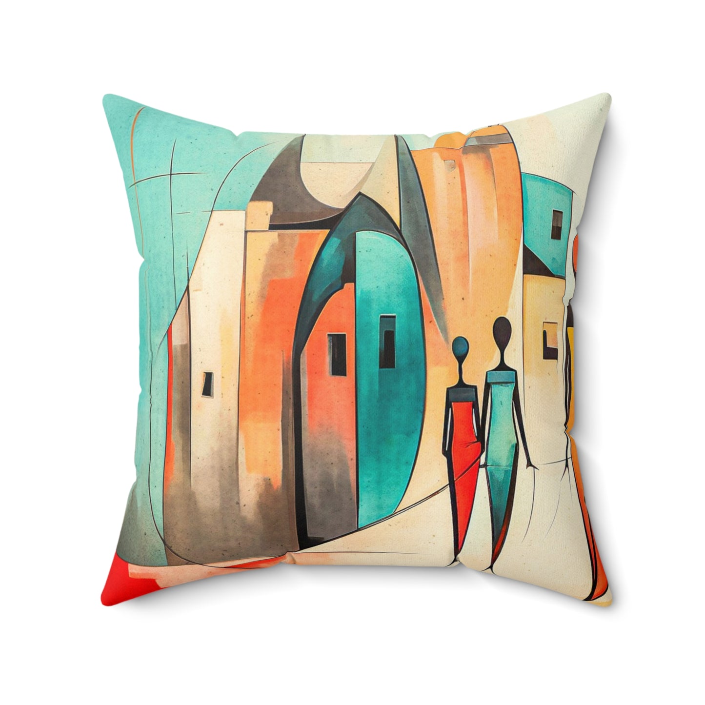 Faux Suede Square Pillow - City Life