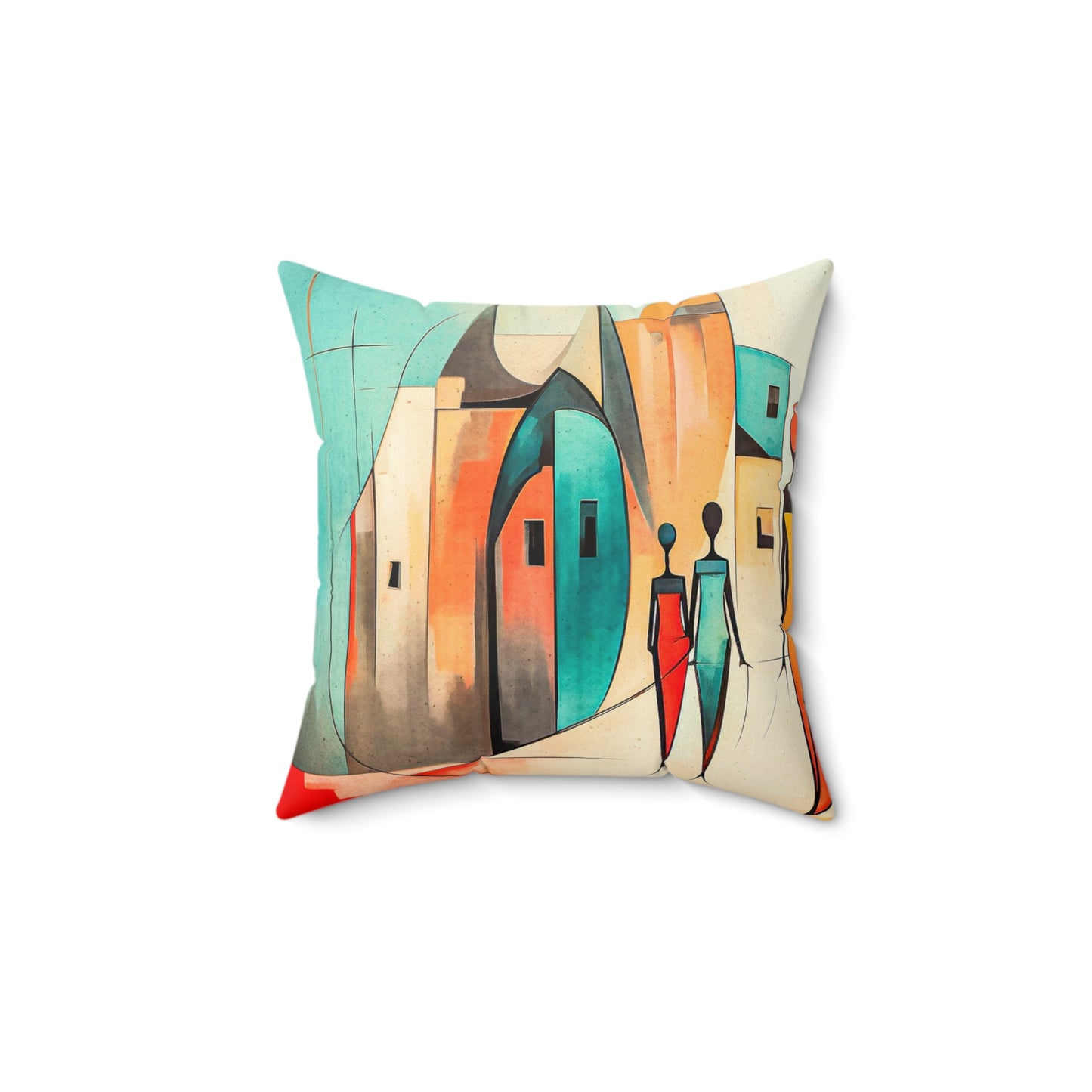 Faux Suede Square Pillow - City Life