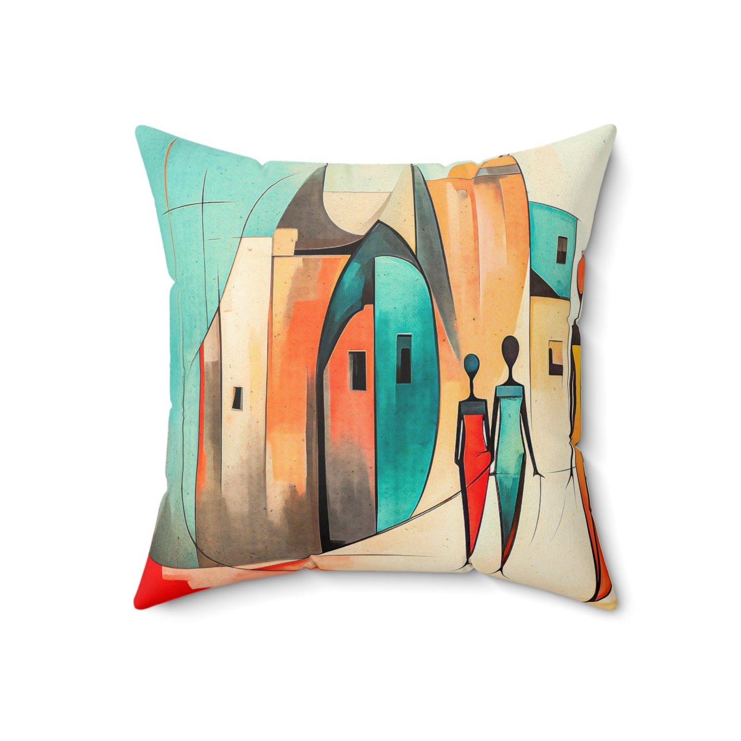 Faux Suede Square Pillow - City Life