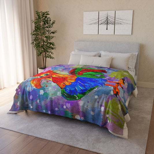 Soft Polyester Blanket - Rainbow Rooster